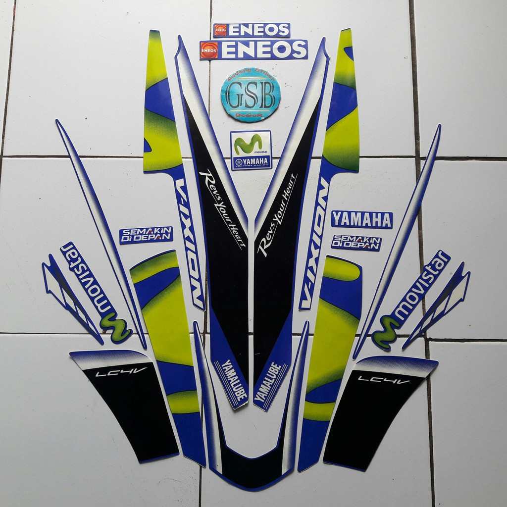 Striping stiker motor yamaha new vixion 2017 movistar biru