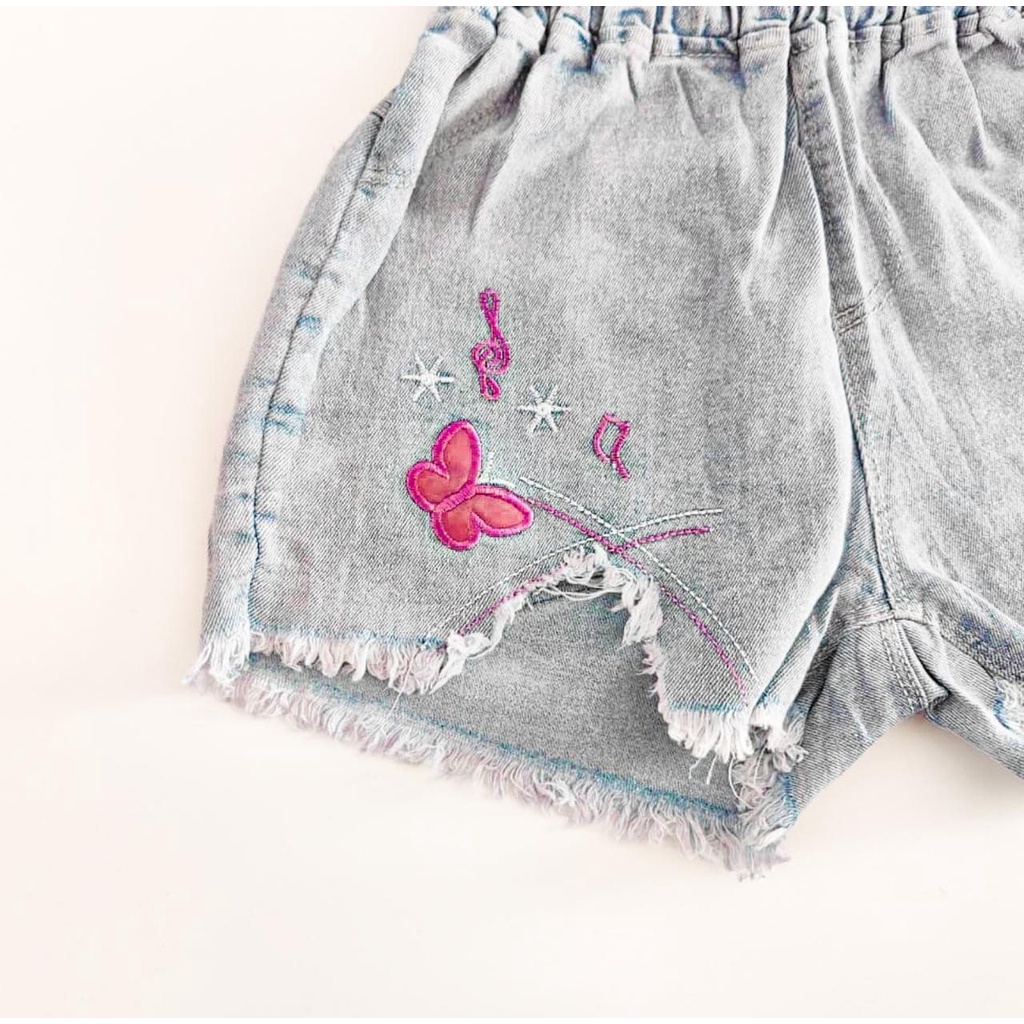 Promo !! Hotpants anak cewek / hot pants music butterfly pinky import ukuran 6bulan-1tahun (biru) / Celana pendek perempuan