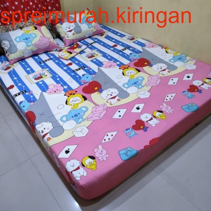 sprei homemade murah motif pink BT21 - 160