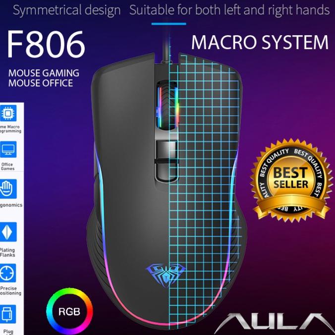 Mouse Gaming AULA F806 2400DPI - RGB Backlight - Macro - 7 Buttons