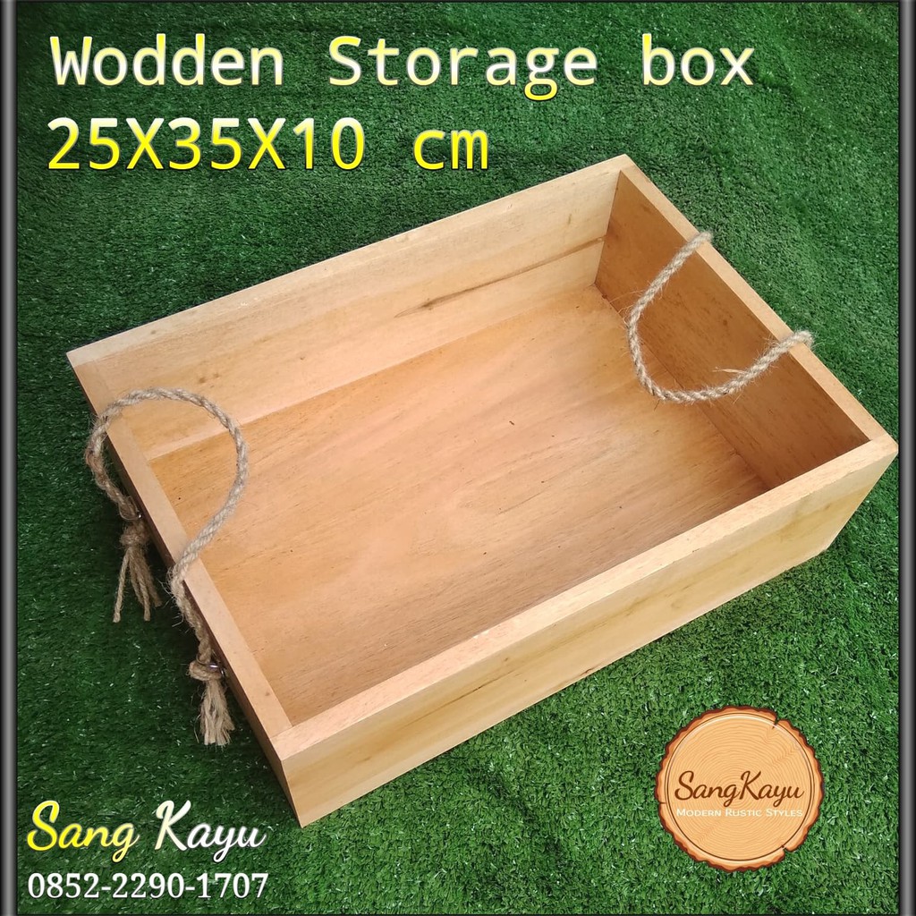 Wodden Storage Box 25X35X10 CM Kayu Kotak Penyimpanan Serbaguna