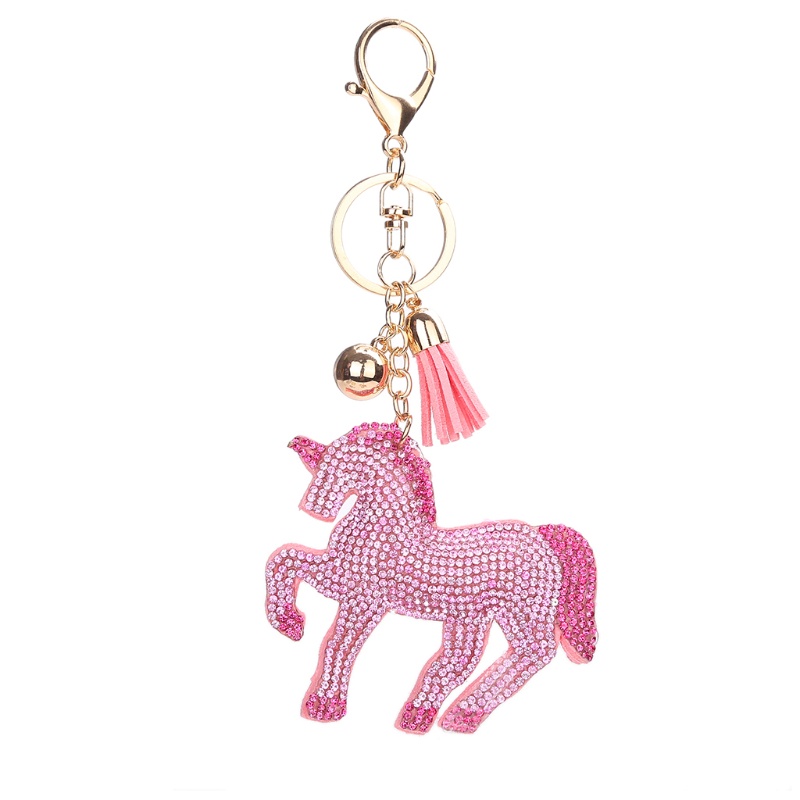 SIY  Fashion Cute Key Ring Unicorn Chain Gift Bag Pendant Decoration Alloy Rhinestone