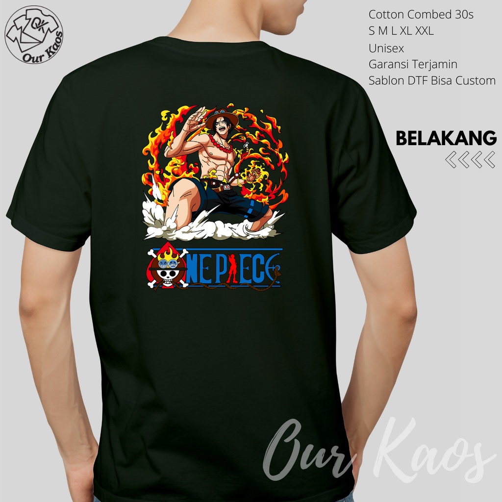 Kaos Baju One Piece Portgas D Ace Shirohige Mugiwara Strawhat Pirate Topi Jerami Japanese Manga T-Sh