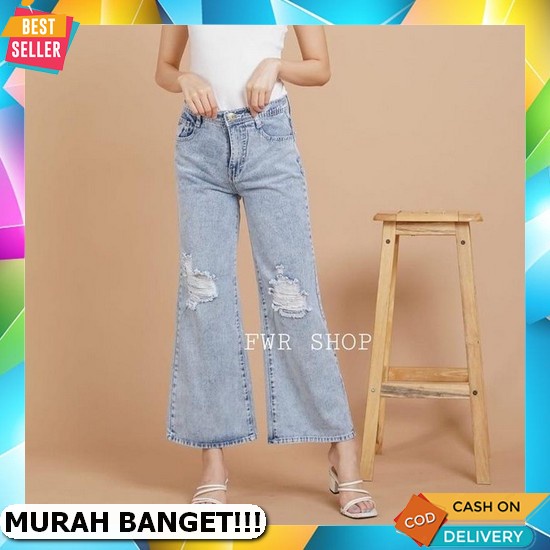 Celana Jeans Panjang Wanita Import Boyfriend Jeans Import Ripped Jeans Fwr - Celana Kulot Jeans Sobe