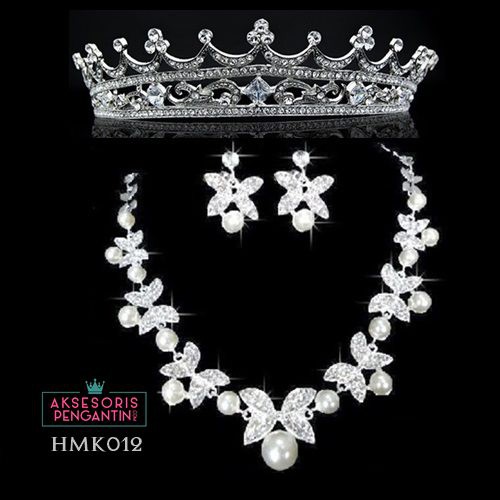 Perhiasan Mahkota Kalung Pengantin Modern l Paket Aksesoris Pesta HMK012