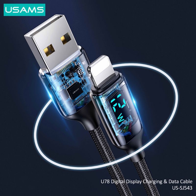 USAMS U78 Kabel Data Lightning Digital Display 2.4A 1.2M