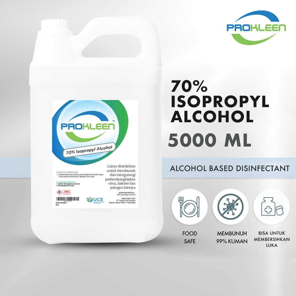 70 Isopropyl Alkohol Antiseptik Sanitizer Disinfectant 5L 