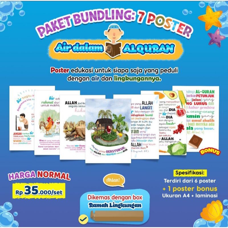 

(Free Bubble Wrap / Kardus) Paket Bundling : 7 Poster Air dalam Alquran Ahlan