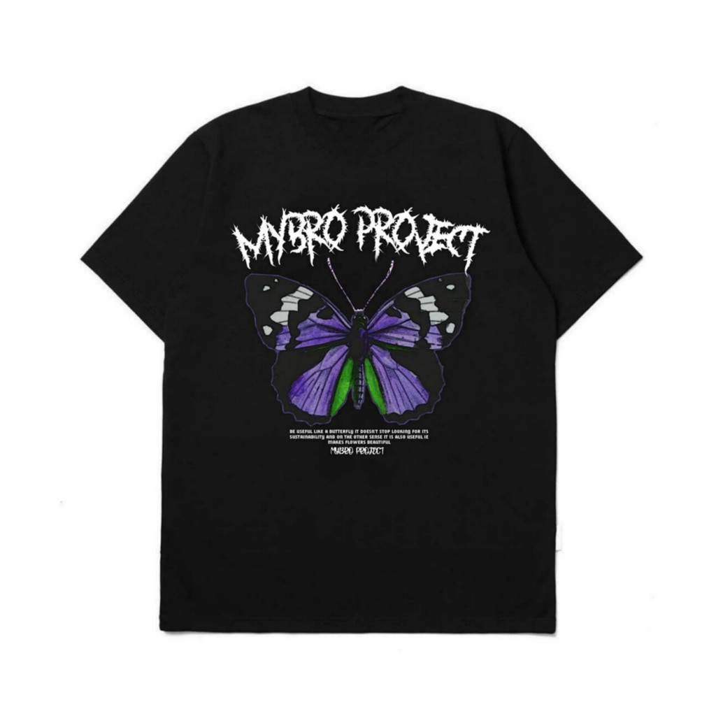 T Shirt Butterflay Black Unisex T shirt Pria  T shirt Wanita Atasan Kaos Hitam  Shirt Pria Wanita