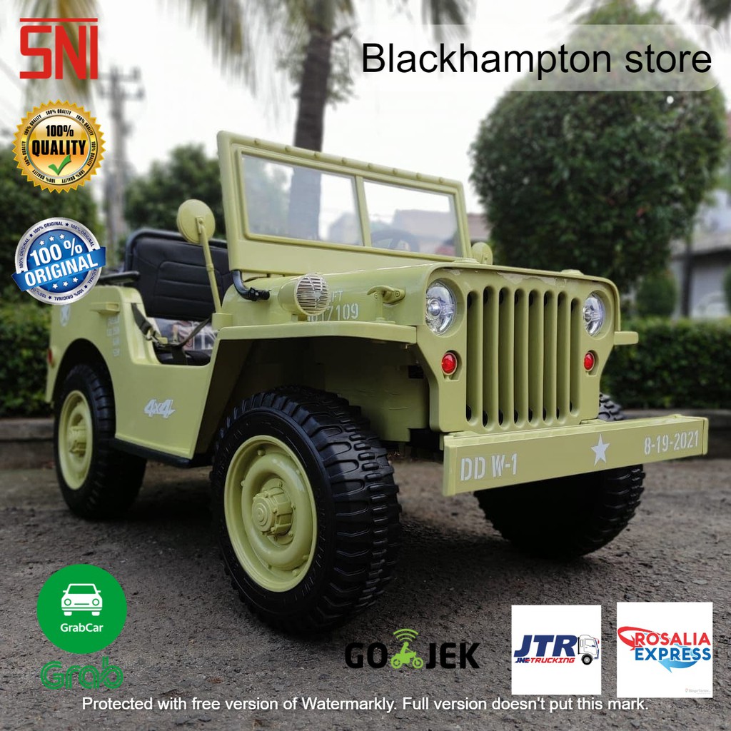 Mobilan aki anak. ARMY JEEP WILLYS BROWN.