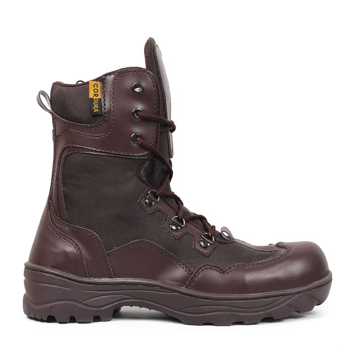 MS Shop - Sepatu Safety Boots Pria Crocodile Indicator Tinggi Coklat PDL Sleting Boot Outdoor Kerja