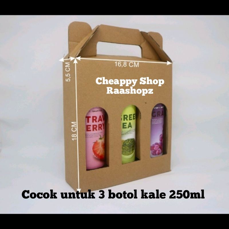 Box Botol Kale Box 3 Botol Kale 250ml Box Jinjing Botol Kale Box Tenteng Botol Kale Box Natal Botol 