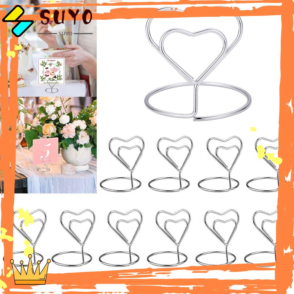 Suyo 1pc Stand Holder / Dudukan Display Nomor Meja / Foto / Kartu Bahan Metal Bentuk Hati Gaya Romantis Untuk Dekorasi