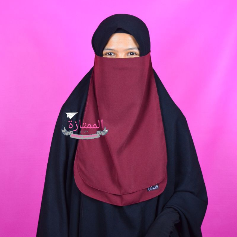 (PRODUK DISKON) Cadar tali dua layer wolfis- Almumtaza Muslimah