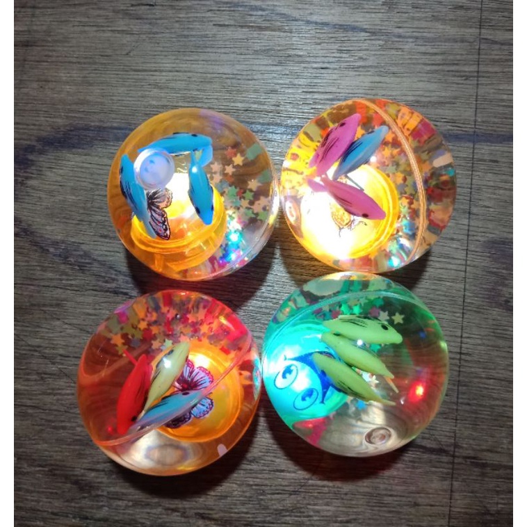 Mainan Anak/ Bola Bekel Besar Lampu LED Nyala Lampu
