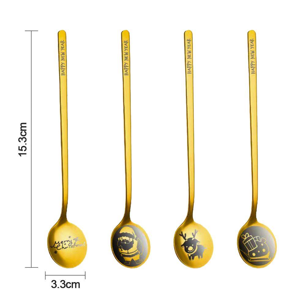 Solighter 4Pcs / Set Sendok Kopi / Dessert Tema Natal
