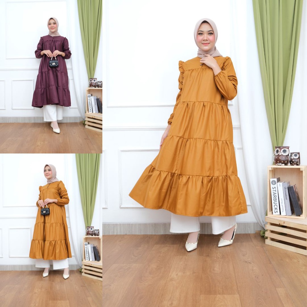 LIVI MIDI DRESS KONDANGAN GAMIS TERBARU REMAJA DEWASA BAJU WANITA HAMIL SOLO