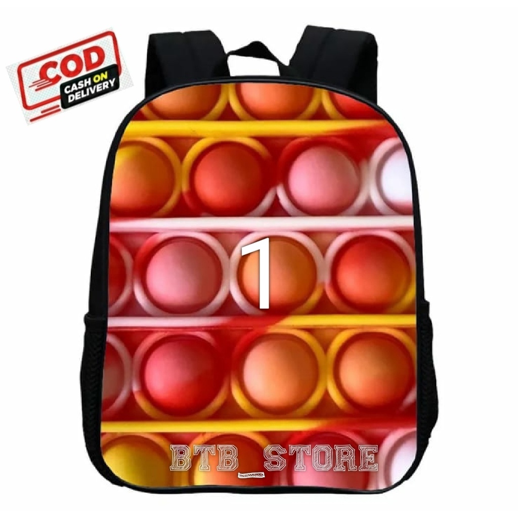 BTB_STORE tas ransel anak motif aneka printing pop it-tas sekolah anak laki-laki perempuan TK SD-