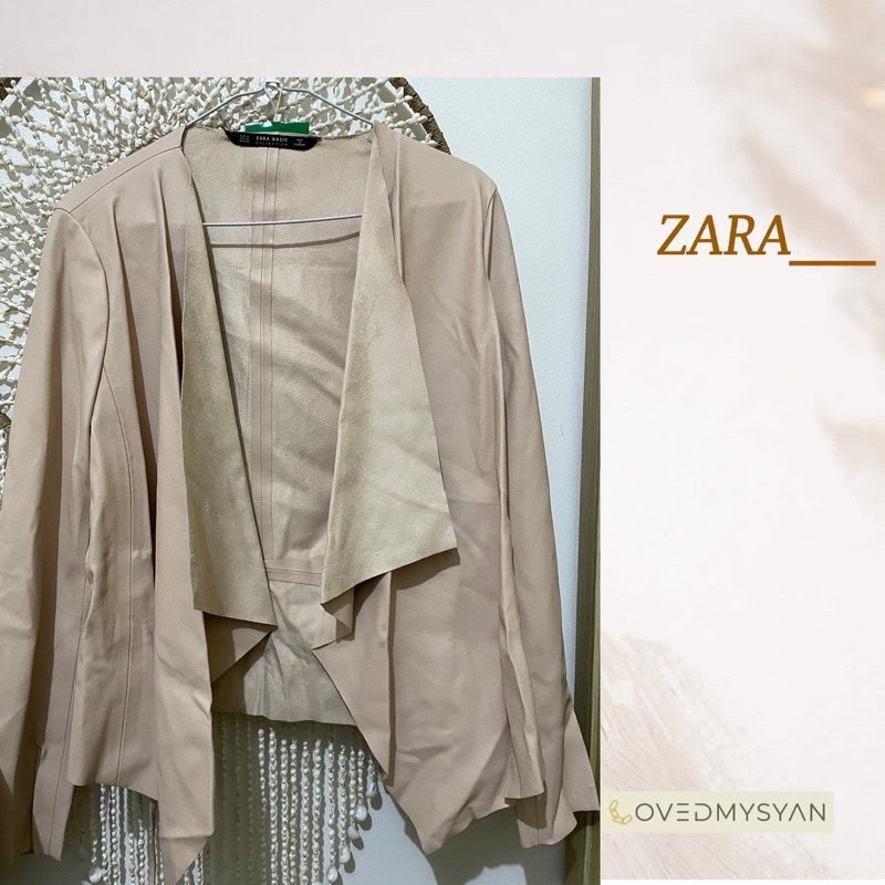 ZARA BASIC - PINK LEATHER & SUEDE OUTER | SEMI BLAZER | JAKET KULIT [PRELOVED]