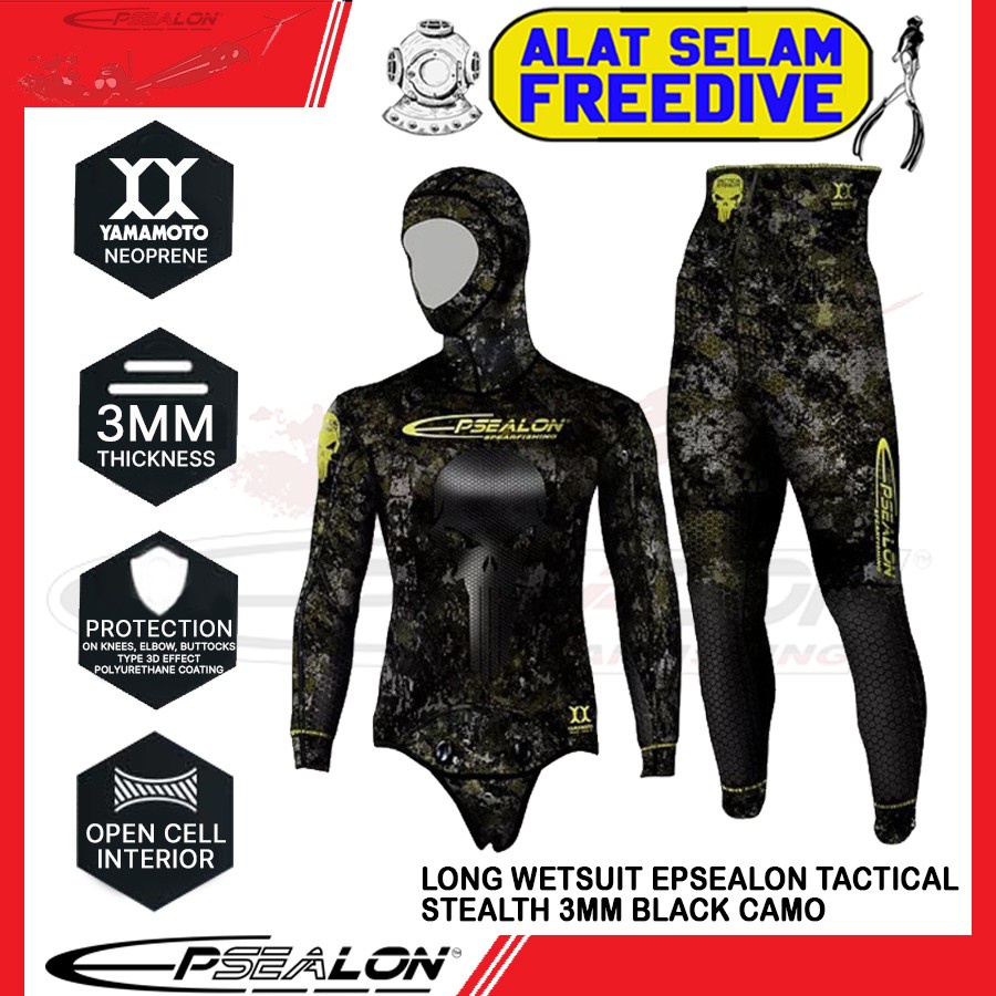 Long Wetsuit Epsealon Tactical Stealth 3mm Spearfishing No Salvimar
