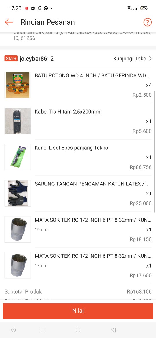 Kunci L Set 8pcs Panjang Tekiro