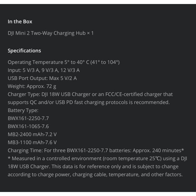 DJI Mavic Mini 2 Two-Way Charging Hub NEW READY
