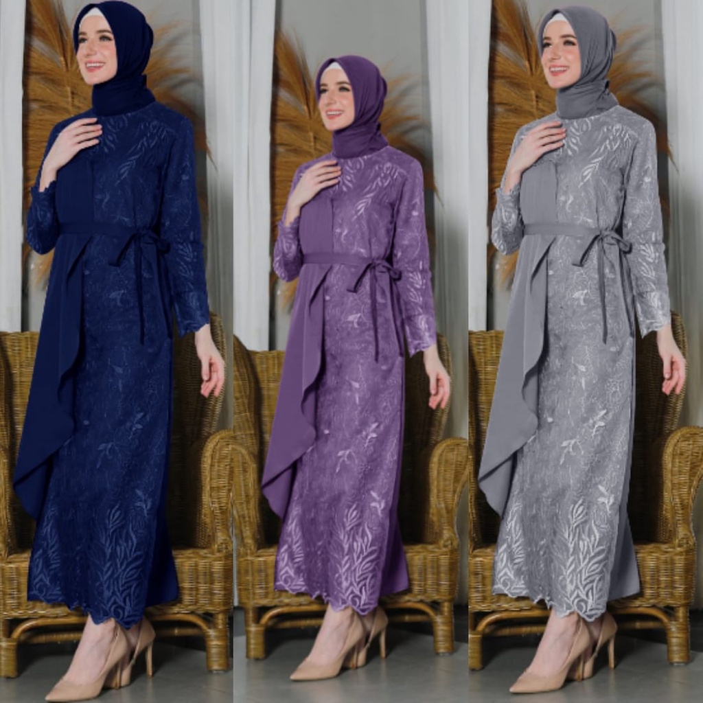 (NEW GAMIS REAL PICT)GAMIS THALIA PESTA KONDANGAN/DRESS MEWAH BRUKAT TILE TERBARU GAMIS BRUKATCANTIK