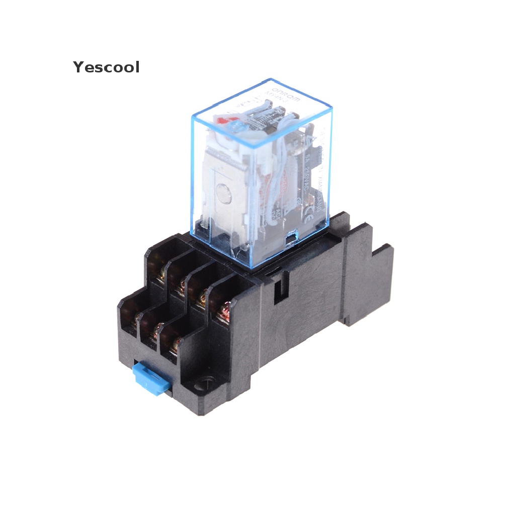 Yescool MY4NJ Coil Power Relay DIN Rail Mount 14 Pin 4PDT 12v / 24v / 220v Dengan Socket