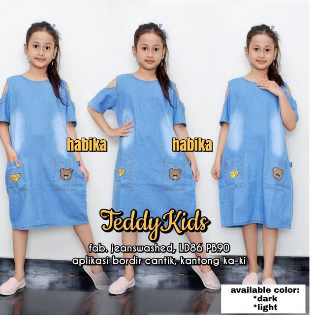 Dress Sabrina kids / dress sabrina anak / dress jeans anak