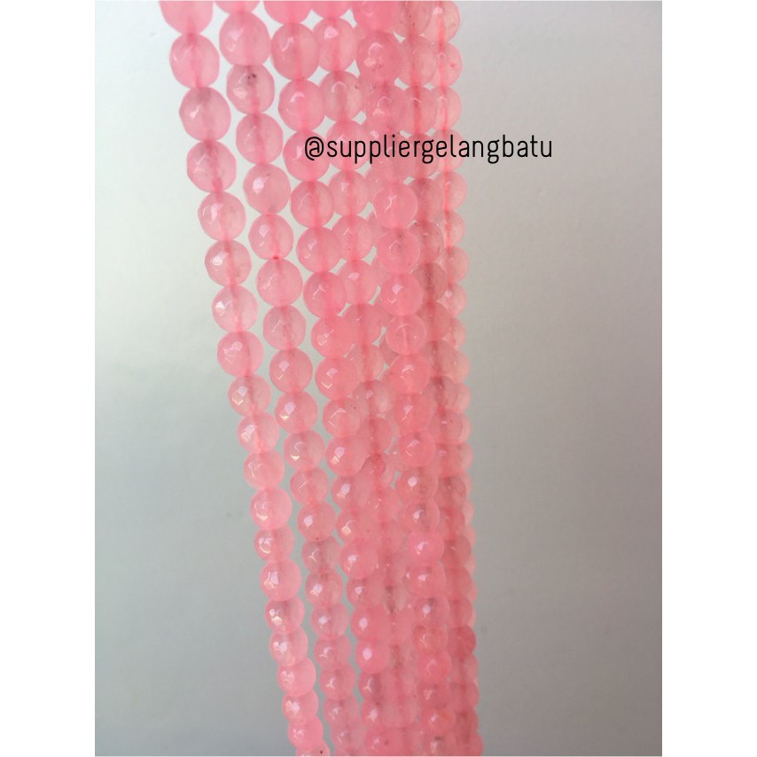 kristal rose quartz FACET 8mm CUTTING batu kuarsa stone healing crystal natural therapy mutiara