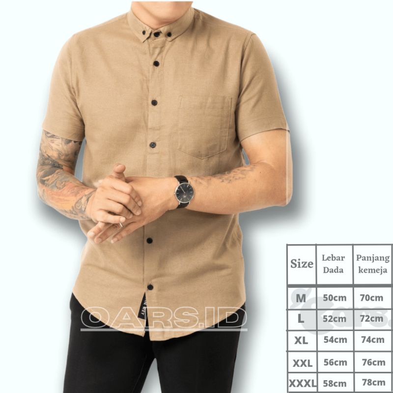 kemeja pria polos lengan pendek putih boyi topman jumbo big size slim fit