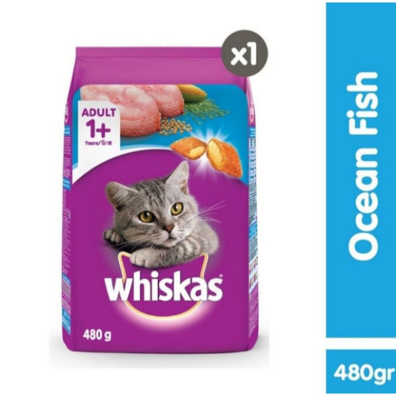 makanan kucing whiskas ocean fish 480g freshpack