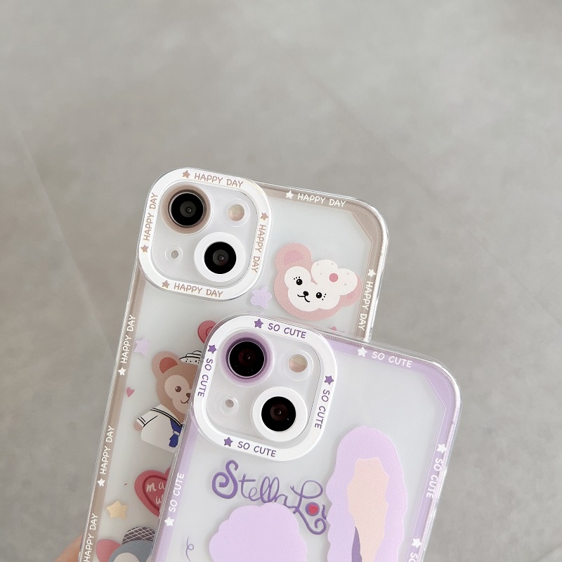 Soft Case Pelindung Transparan Motif Kelinci Beruang Kecil Anti Jatuh Untuk iPhone 13 12 Pro MAX 11 X XR XS MAX 7 8 Plus