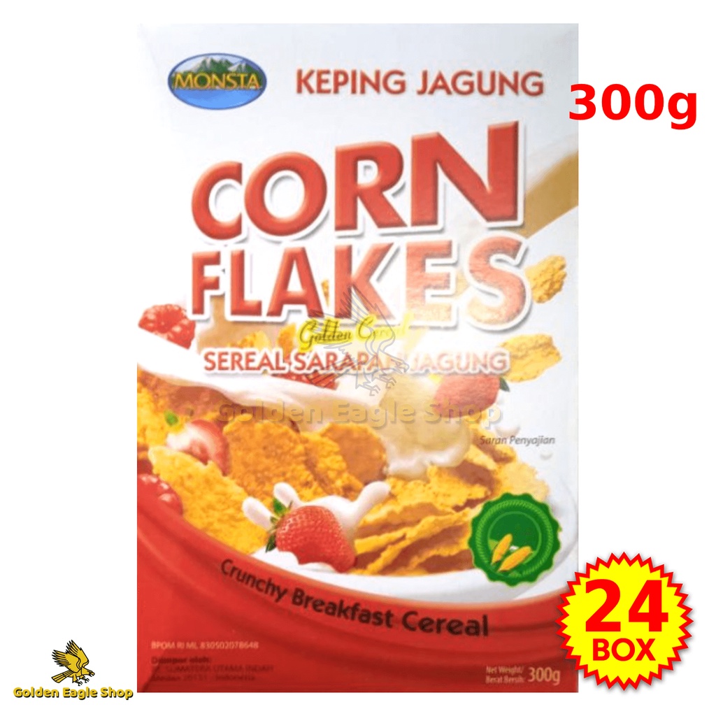 

[Isi 24 Box] Monsta Keping Jagung Corn Flakes Golden Cereal Sereal Sarapan Jagung Crunchy Breakfast Cereal (24 Box x 300 gr) 300 Gr