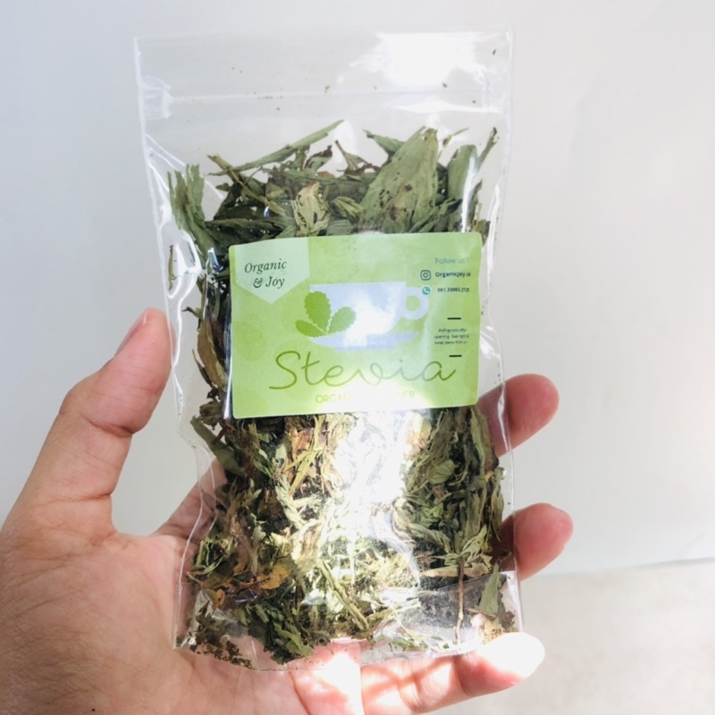 Organic&amp;Joy •Teh Daun Stevia Leaf Tea (Pemanis alami,anti diabetes,murni stevia kering,teh herbal,tisane, teh lavender/teh bunga mawar/jasmine tea/teh herbal alami)