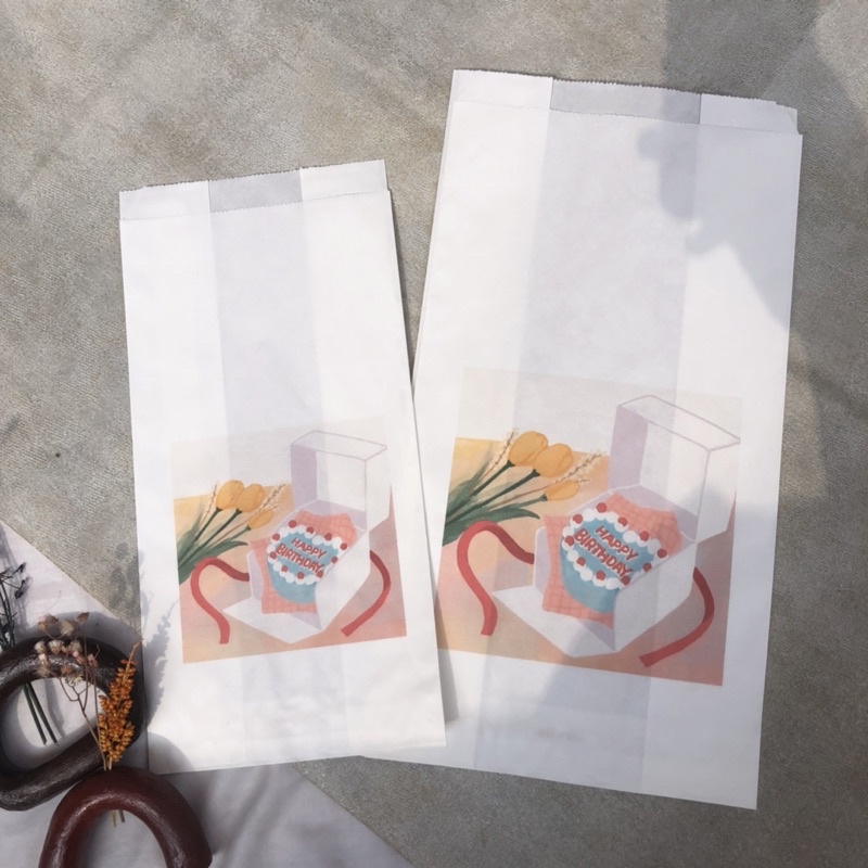 

Packaging amplop Putih aesthetic vintage motif korean cake