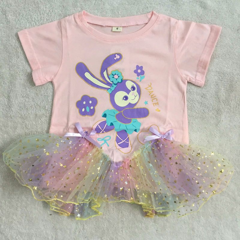 Dress impor anak Stella Lou tutu rainbow kaos casual import