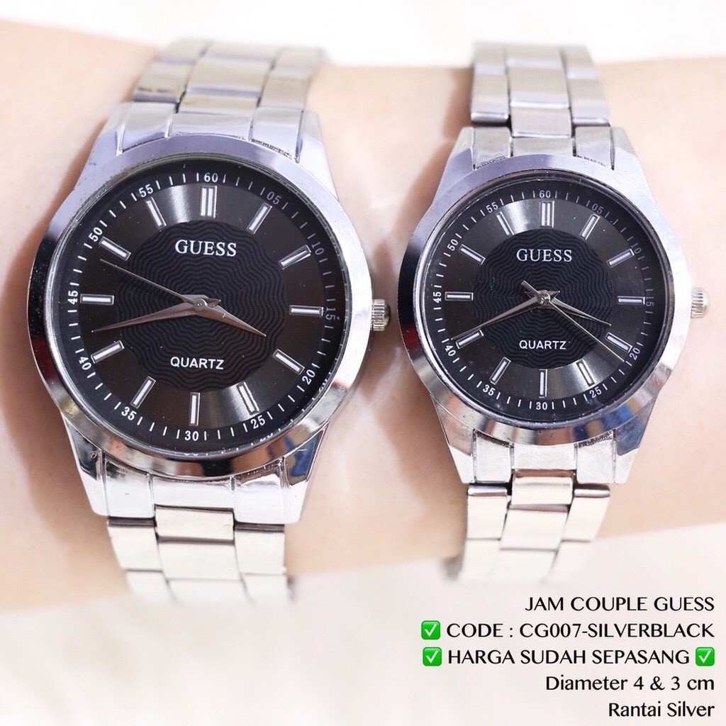 Jam tangan couple GUESS pria wanita sepasang rantai grosir ecer murah import FREE BATERAI CG010