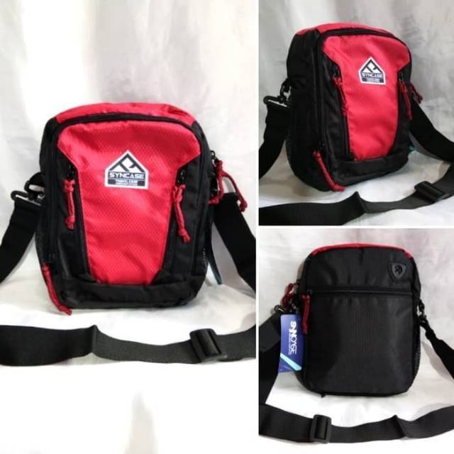 Tas selempang pria premium - travel pouch ukuran 8 - 9 inch - Syncase 1200511 original + rain cover