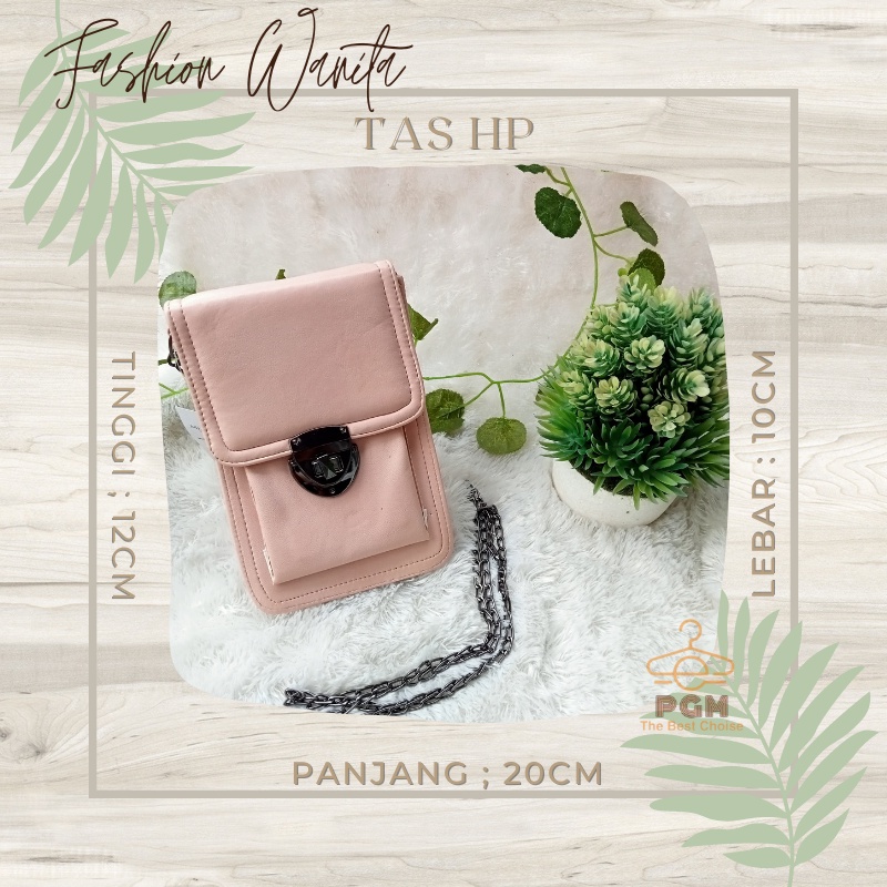 Tas Pouch Hp Kotak Wanita Kunci Putar Slingbag Wanita Fashion Rantai Murah BIsa Cod