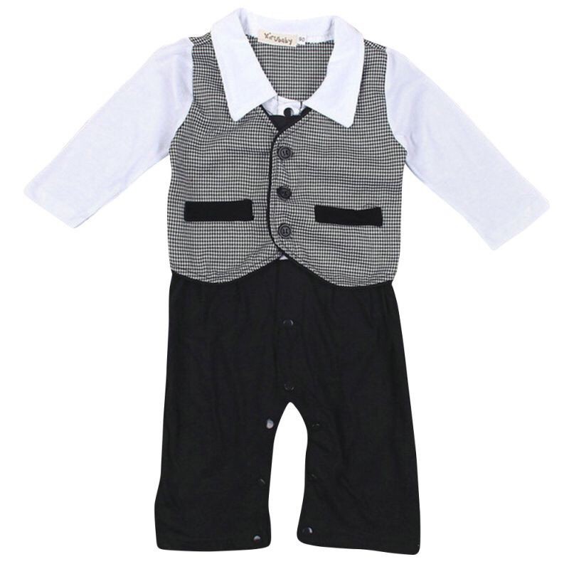 Pakaian Setelan Tuksedo Jumpsuit Romper Bodysuit Bayi Laki-Laki Baru Lahir Formal