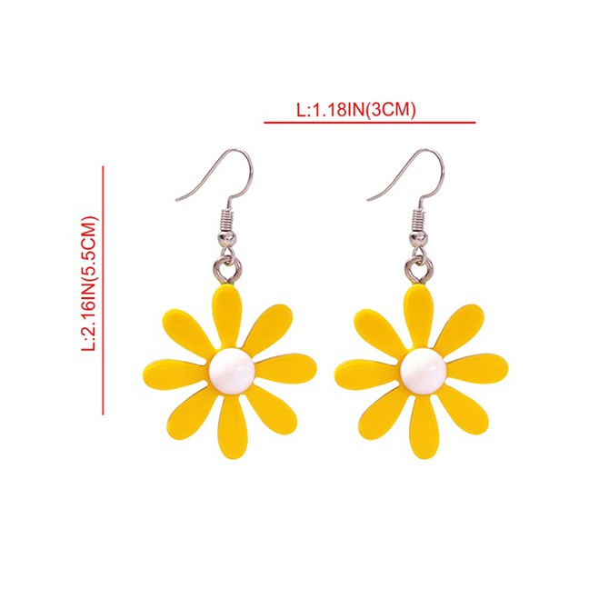 LRC Anting Gantung Fashion Alloy Resin Flower Earrings F72667