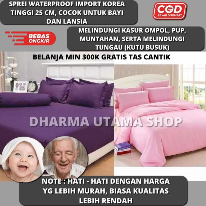 sprei waterproof 160x200x25 karet keliling Termurah