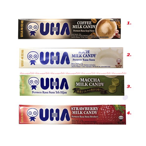 UHA Coffee Milk Candy 37gr Permen Rasa Kopi Susu Milk Macha Strawberry Milk Green Tea