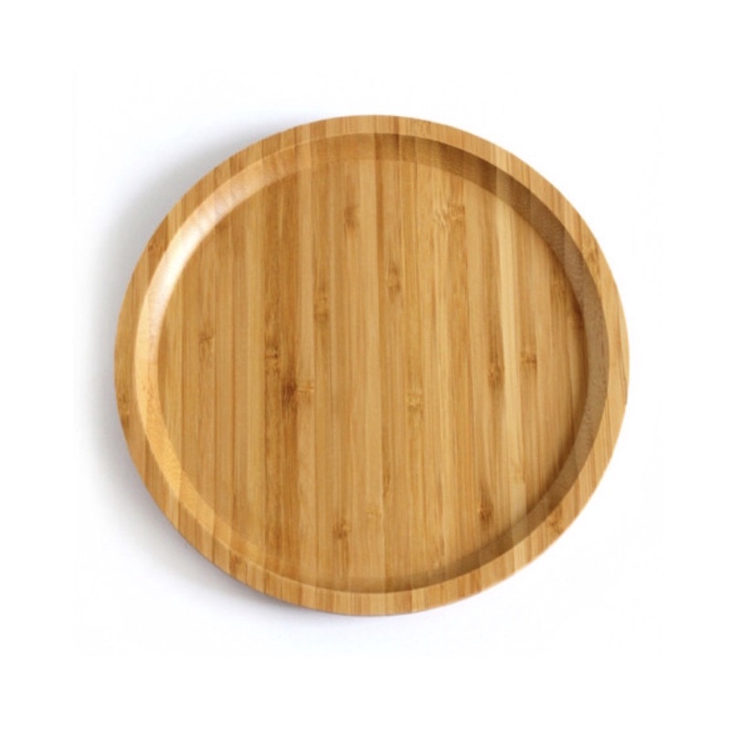Nampan Bulat Kecil Motif Kayu Tempat Penyimpanan Alas Piring Makanan