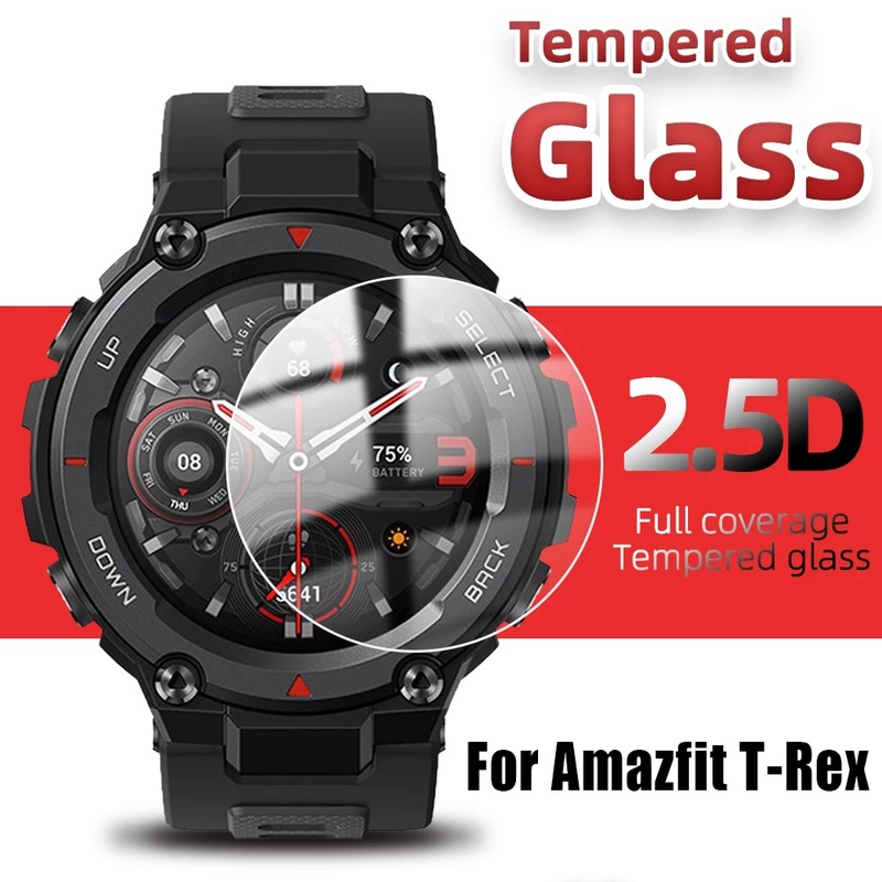 Pelindung Layar Tempered Glass Full Curved HD Anti Gores Untuk Smartwatch Amazfit T-Rex T-Rex Pro