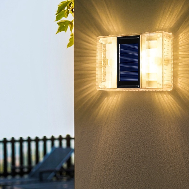 Lampu Dinding 6 LED Tenaga Surya Bahan ABS Transparan Tahan Air Untuk Dekorasi Taman