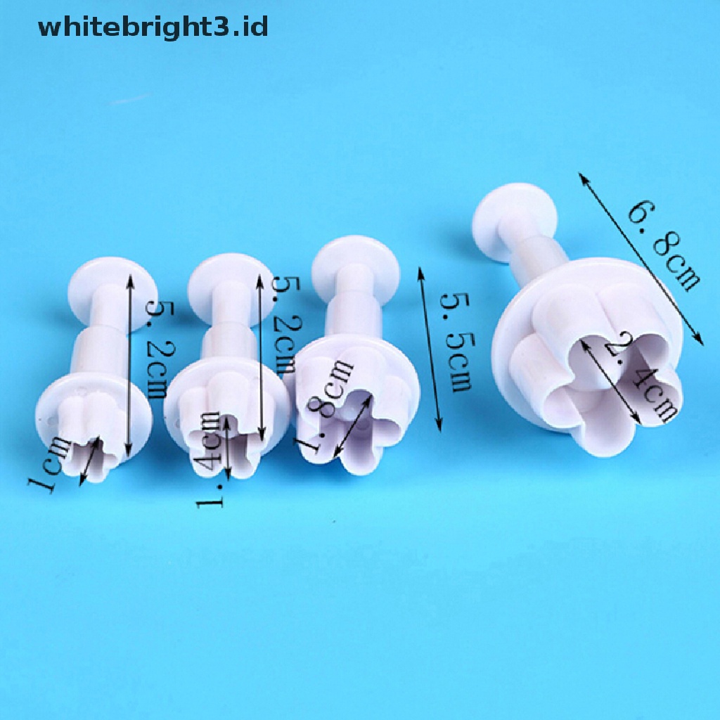 (whitebright3.id) 4pcs / set Cetakan Kue / Biskuit Bentuk Bunga 3D DIY