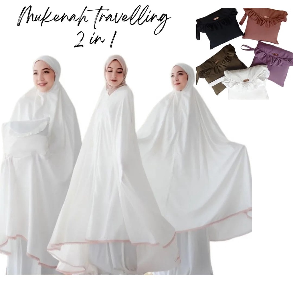 aina hijab mukenah dewasa traveling 2in1 Katun Rayon polos zipper