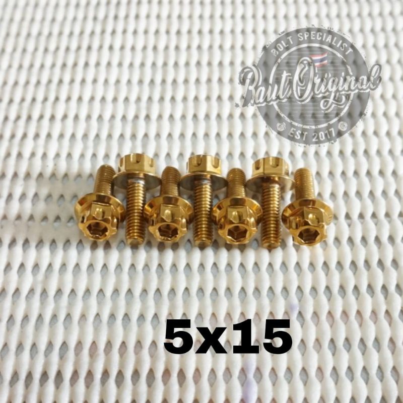 Baut probolt 5x15 gold new model drat 8 panjang 1.5cm Heng thailand